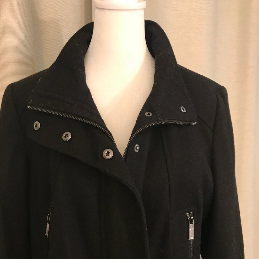 Black Wool Blend Pea Coat by a.n.a